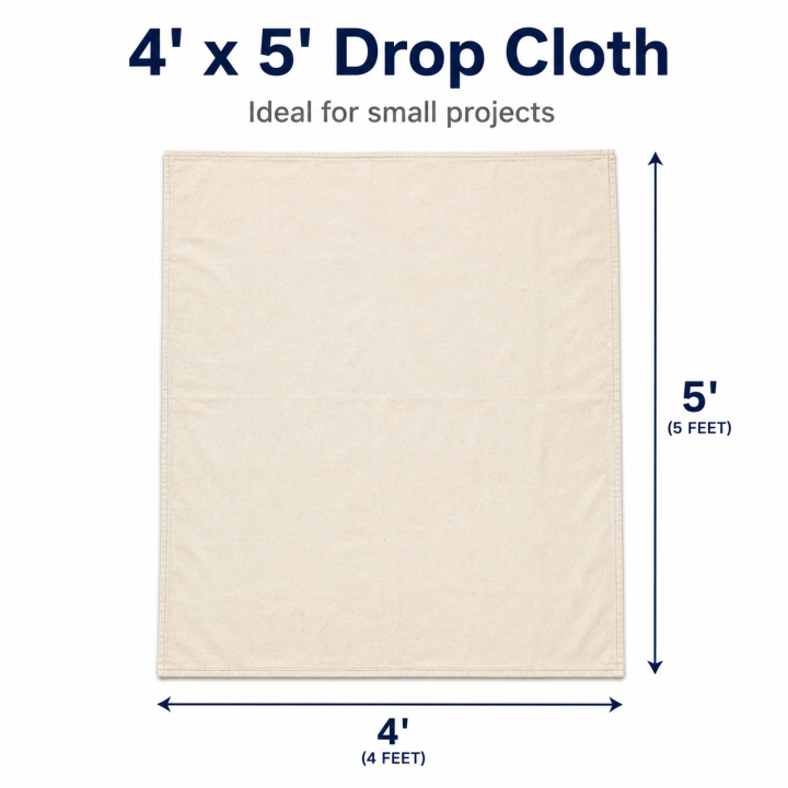 FARMIR Organic Cotton Hemmed 4 feet by 5 feet drop Cloth 100 Grade Unbleached Pure Cotton