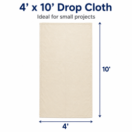 FARMIR Organic Cotton Hemmed 4 feet by 10 feet drop Cloth 100 Grade Unbleached Pure Cotton