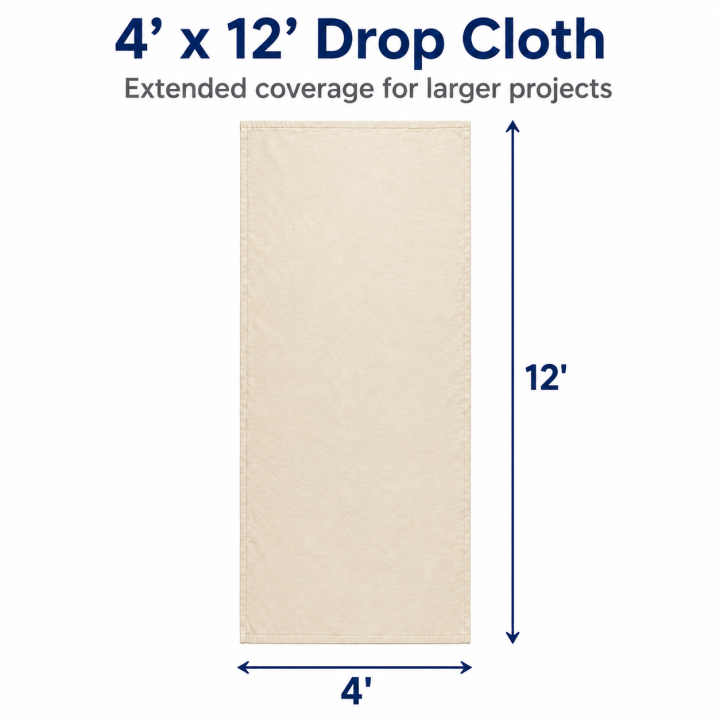 FARMIR Organic Cotton Hemmed 4 feet by 12 feet drop Cloth 100 Grade Unbleached Pure Cotton