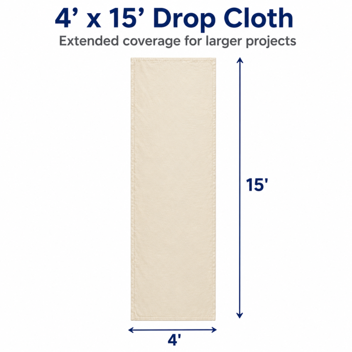 FARMIR Organic Cotton Hemmed 4 feet by 15 feet drop Cloth 100 Grade Unbleached Pure Cotton