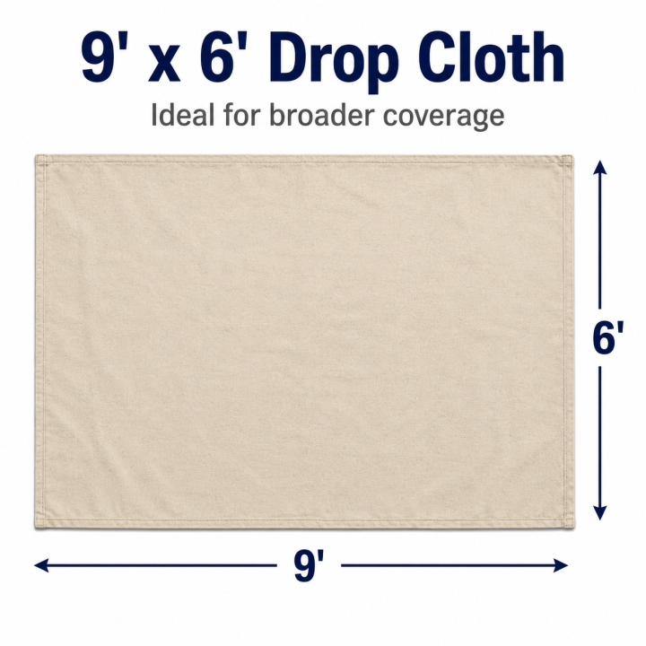 FARMIR Organic Cotton Hemmed 9 feet by 6 feet drop Cloth 100 Grade Unbleached Pure Cotton