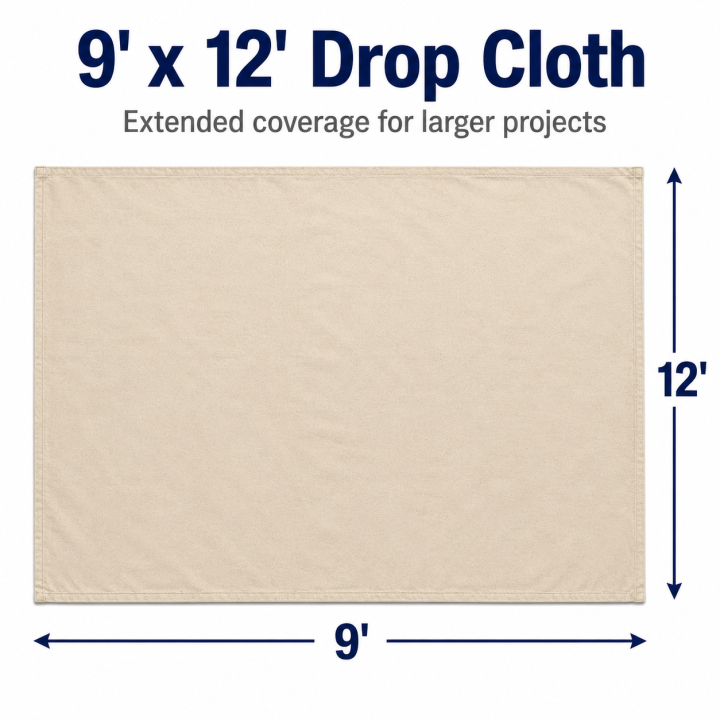 FARMIR Organic Cotton Hemmed 9 feet by 12 feet drop Cloth 100 Grade Unbleached Pure Cotton
